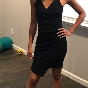 Soprano, XS, Black, Asymmetrical midi dress